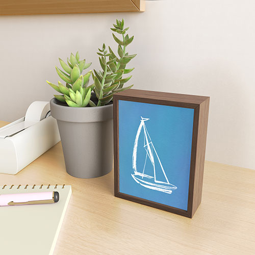 Intemporalis Sailboat Drawing Blue Framed Mini Art Print