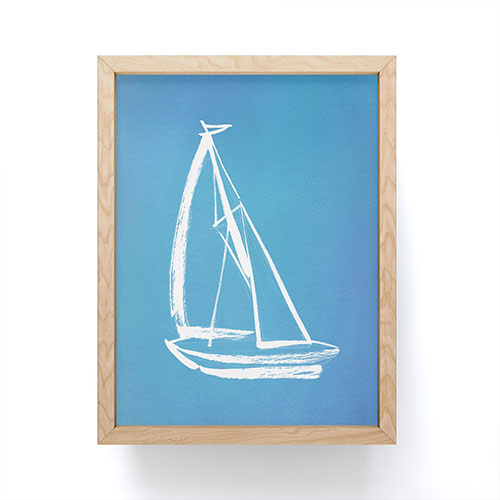 Intemporalis Sailboat Drawing Blue Framed Mini Art Print
