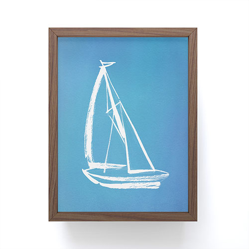 Intemporalis Sailboat Drawing Blue Framed Mini Art Print