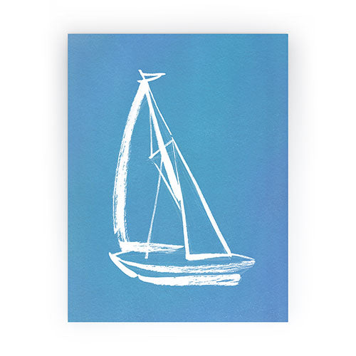 Intemporalis Sailboat Drawing Blue Mini Art Print
