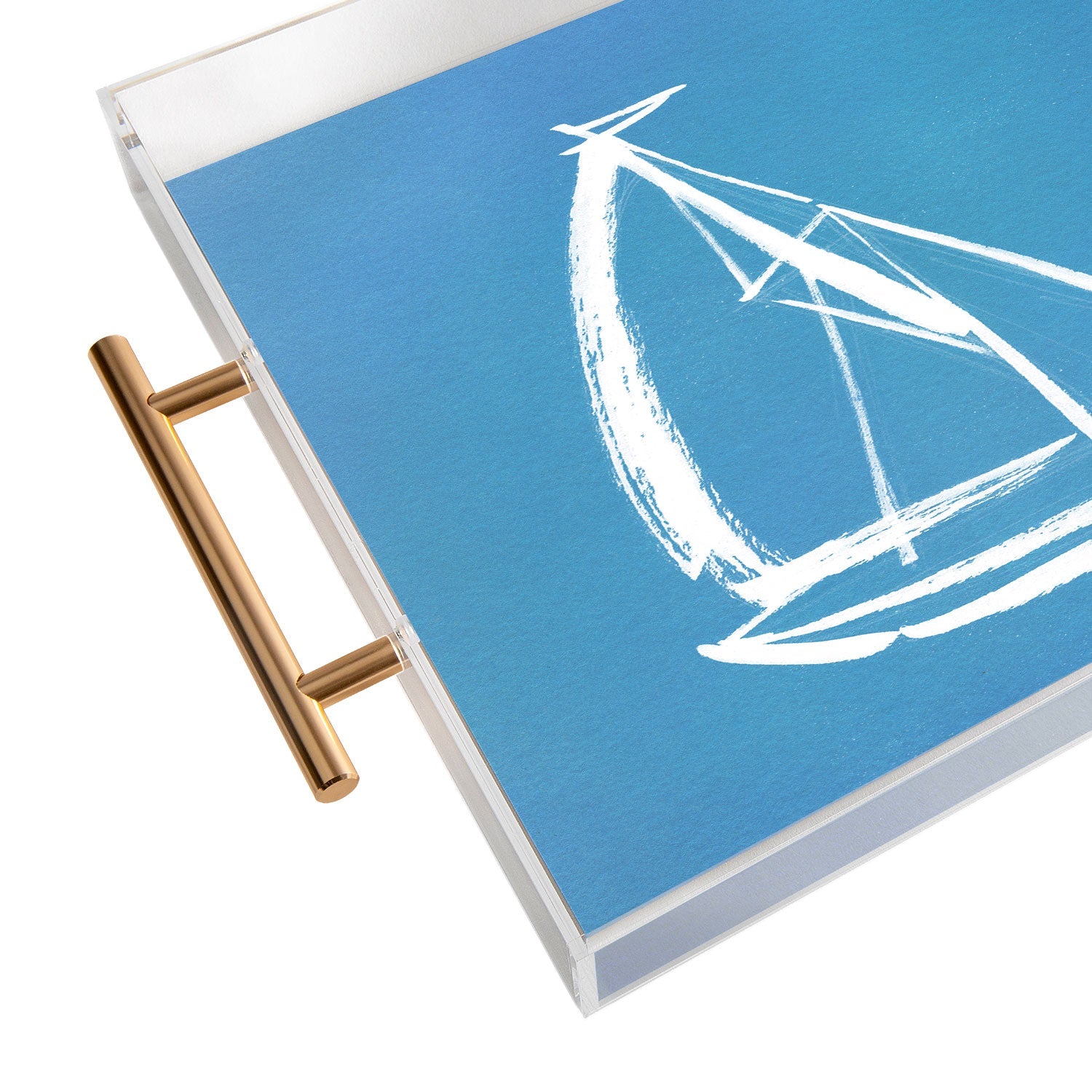 Intemporalis Sailboat Drawing Blue Acrylic Tray