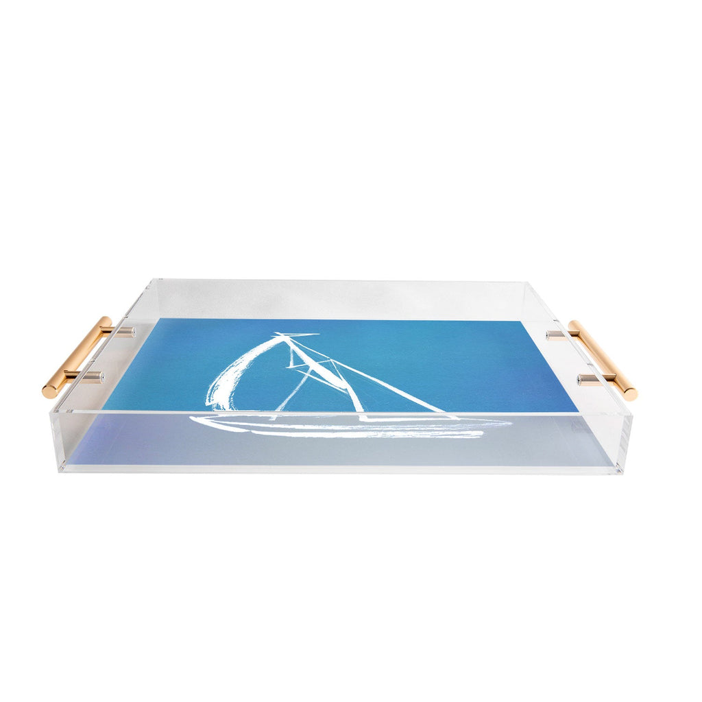 Intemporalis Sailboat Drawing Blue Acrylic Tray