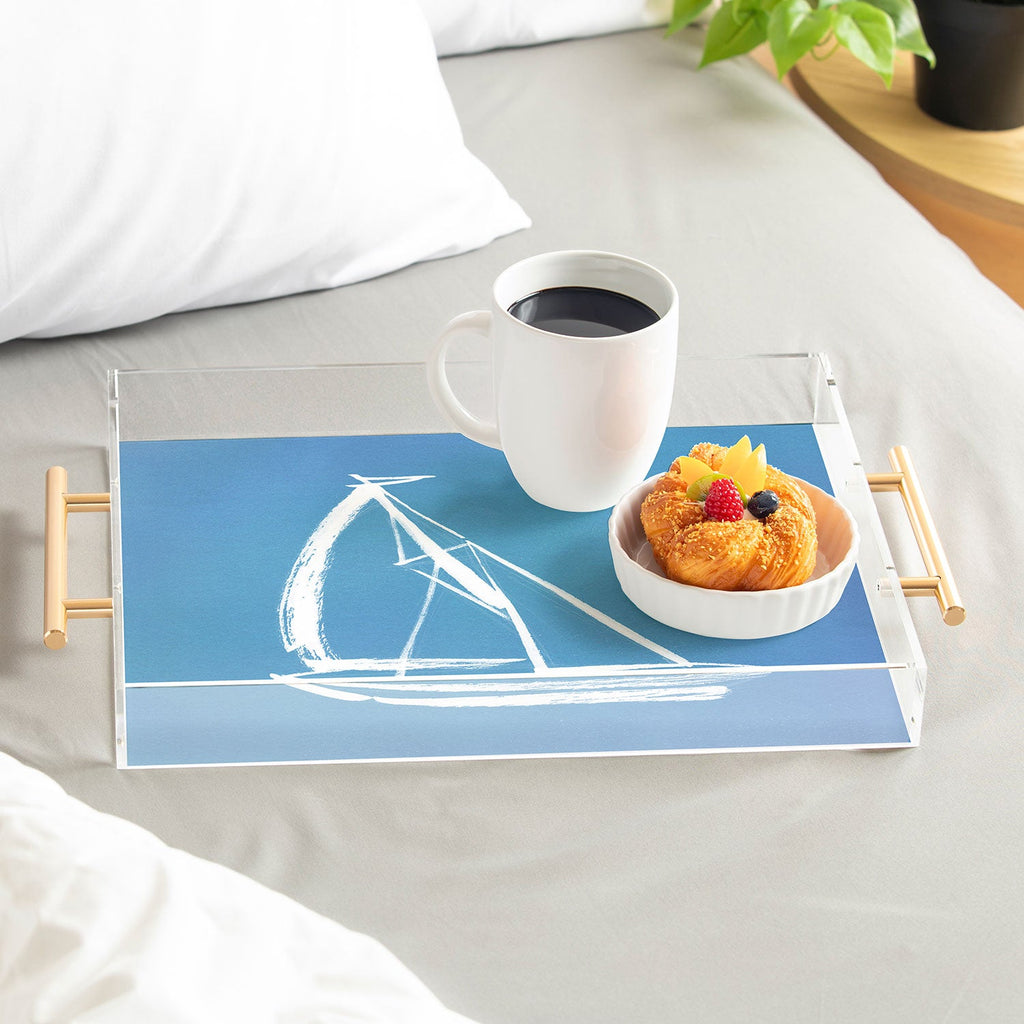Intemporalis Sailboat Drawing Blue Acrylic Tray