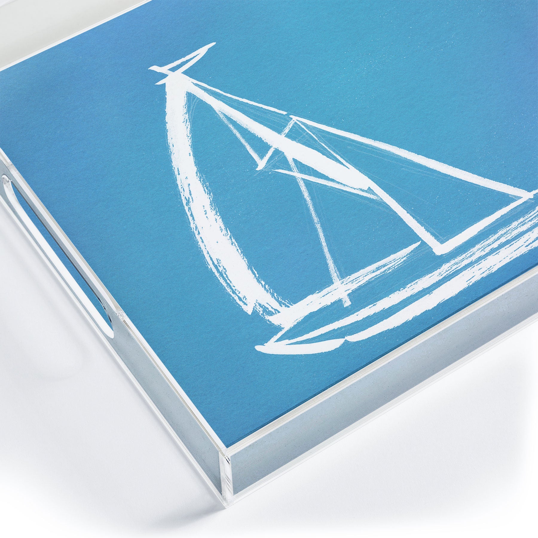 Intemporalis Sailboat Drawing Blue Acrylic Tray