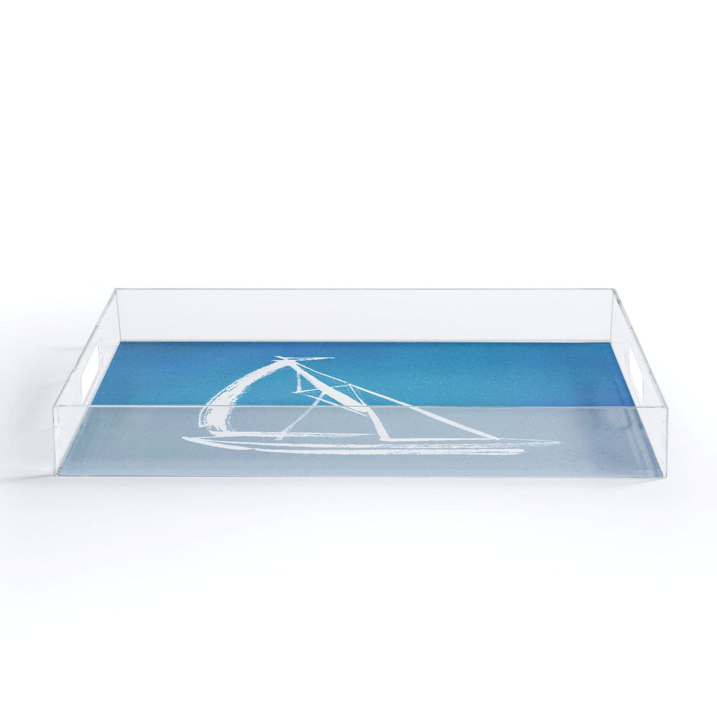 Intemporalis Sailboat Drawing Blue Acrylic Tray