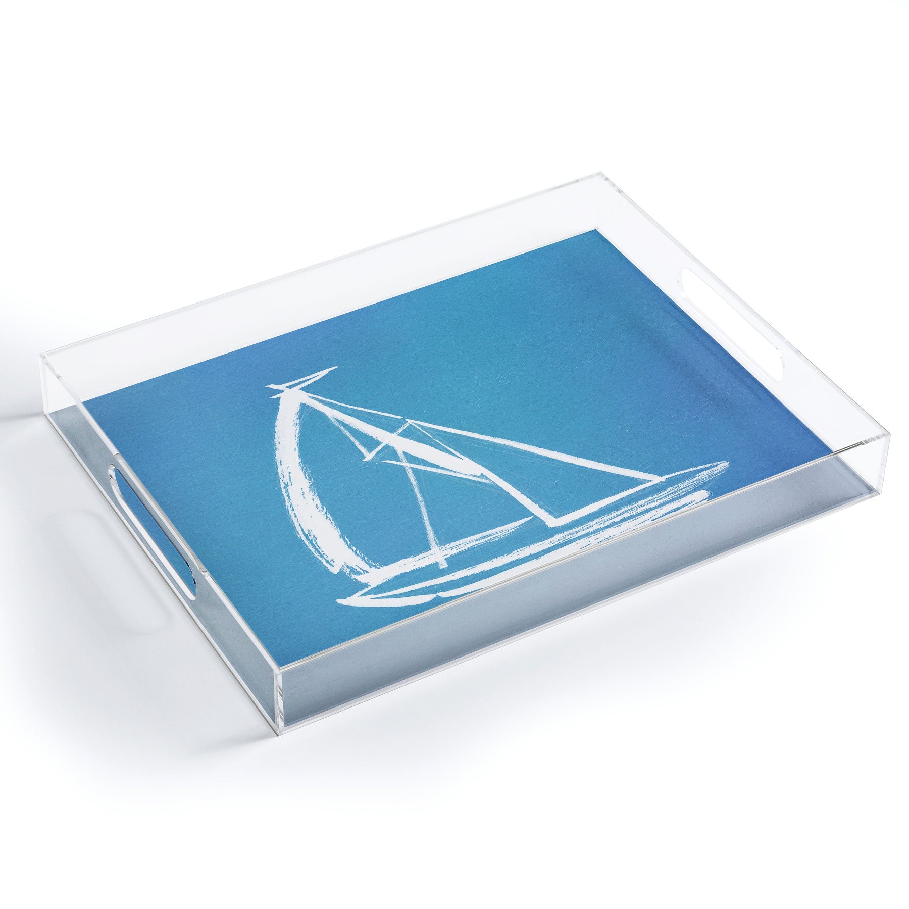 Intemporalis Sailboat Drawing Blue Acrylic Tray