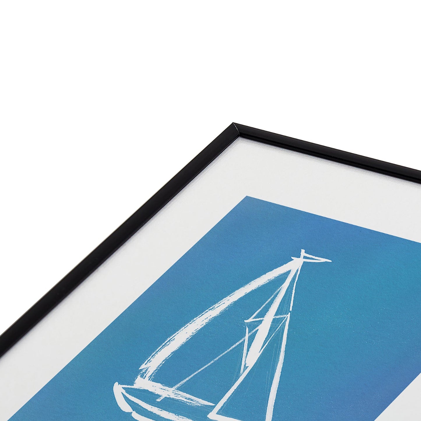 Intemporalis Sailboat Drawing Blue Metal Framed Art Print