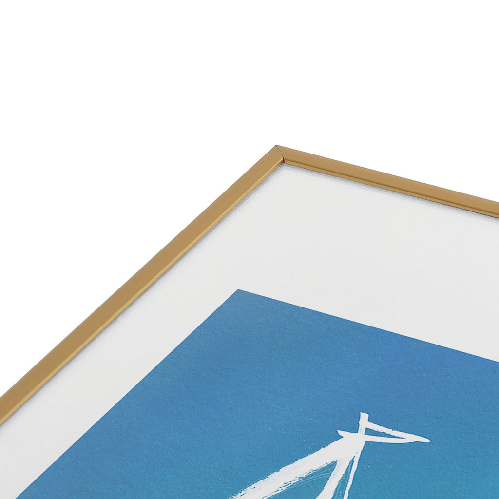 Intemporalis Sailboat Drawing Blue Metal Framed Art Print