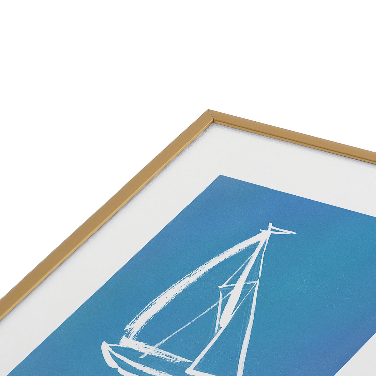 Intemporalis Sailboat Drawing Blue Metal Framed Art Print