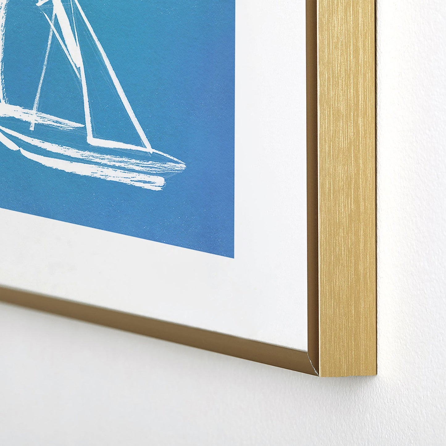 Intemporalis Sailboat Drawing Blue Metal Framed Art Print