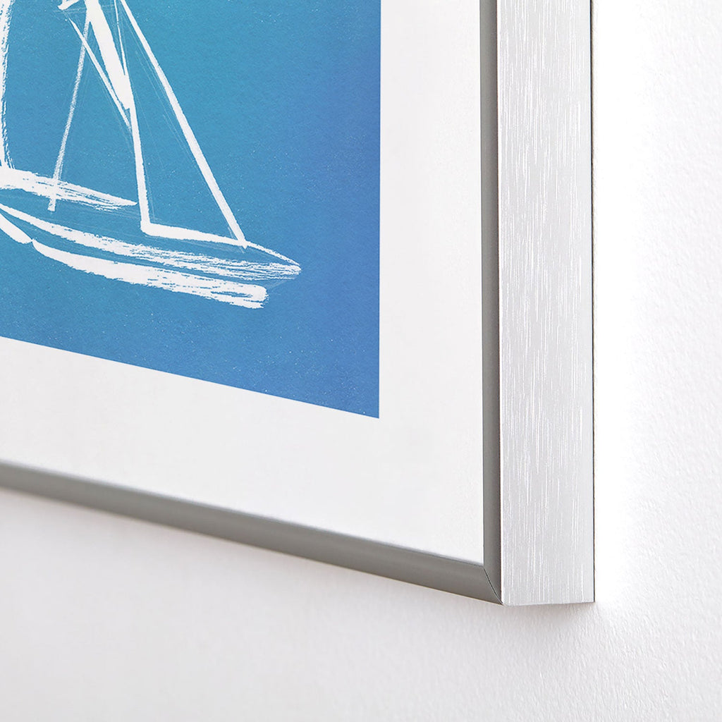 Intemporalis Sailboat Drawing Blue Metal Framed Art Print