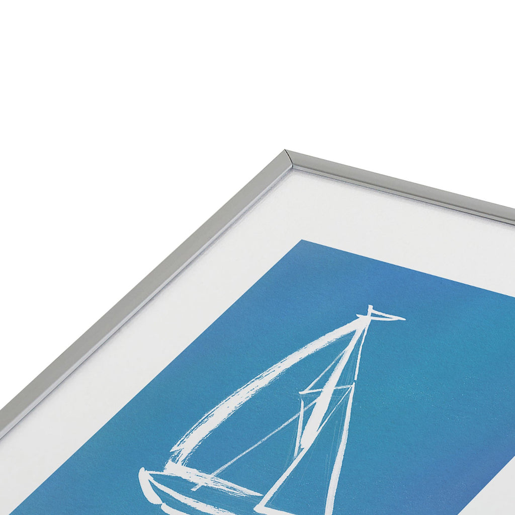 Intemporalis Sailboat Drawing Blue Metal Framed Art Print