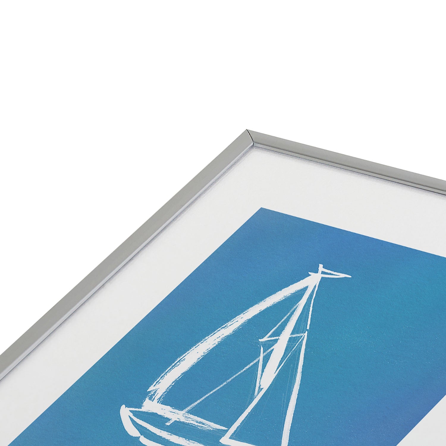 Intemporalis Sailboat Drawing Blue Metal Framed Art Print