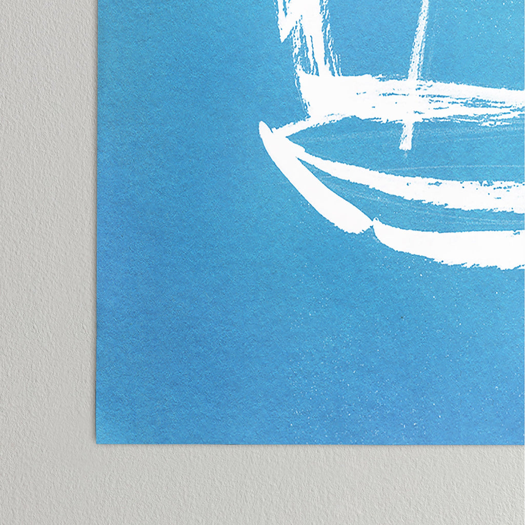 Intemporalis Sailboat Drawing Blue Poster