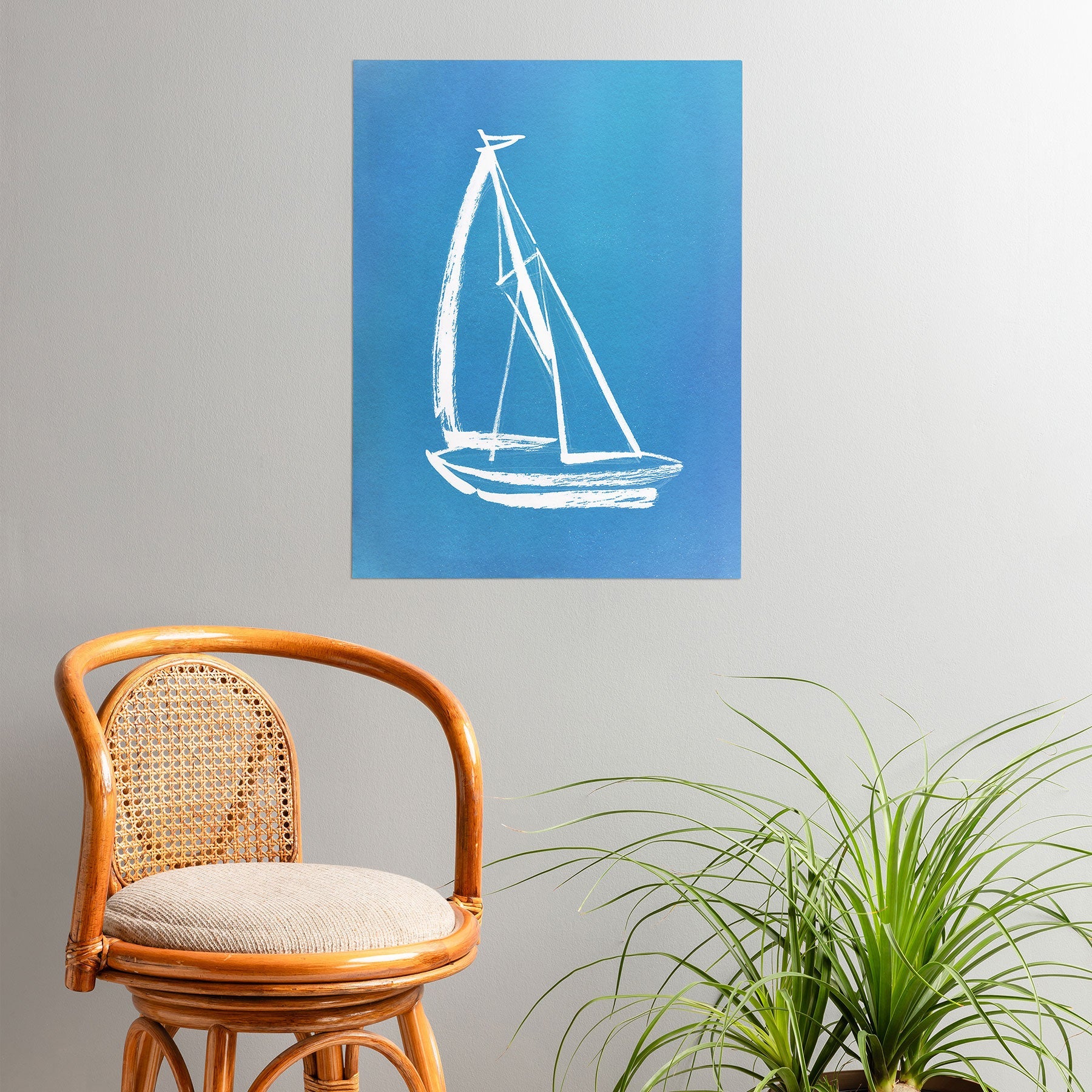 Intemporalis Sailboat Drawing Blue Poster