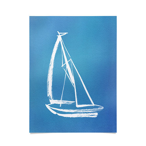 Intemporalis Sailboat Drawing Blue Poster