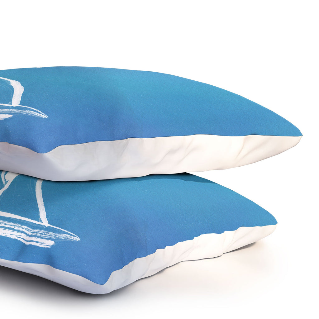 Intemporalis Sailboat Drawing Blue Pillow Shams