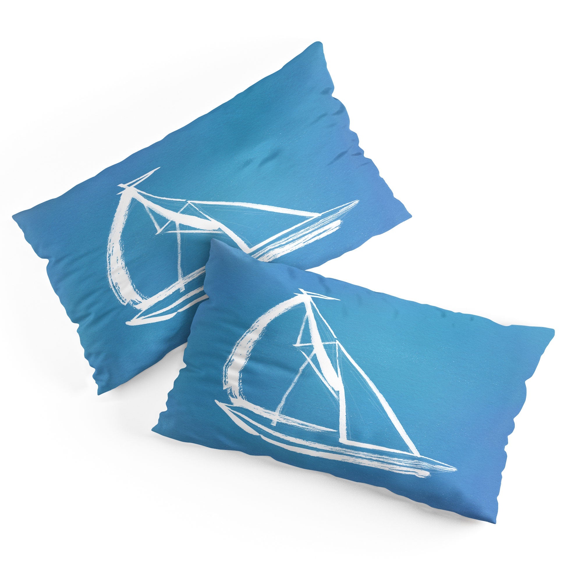 Intemporalis Sailboat Drawing Blue Pillow Shams
