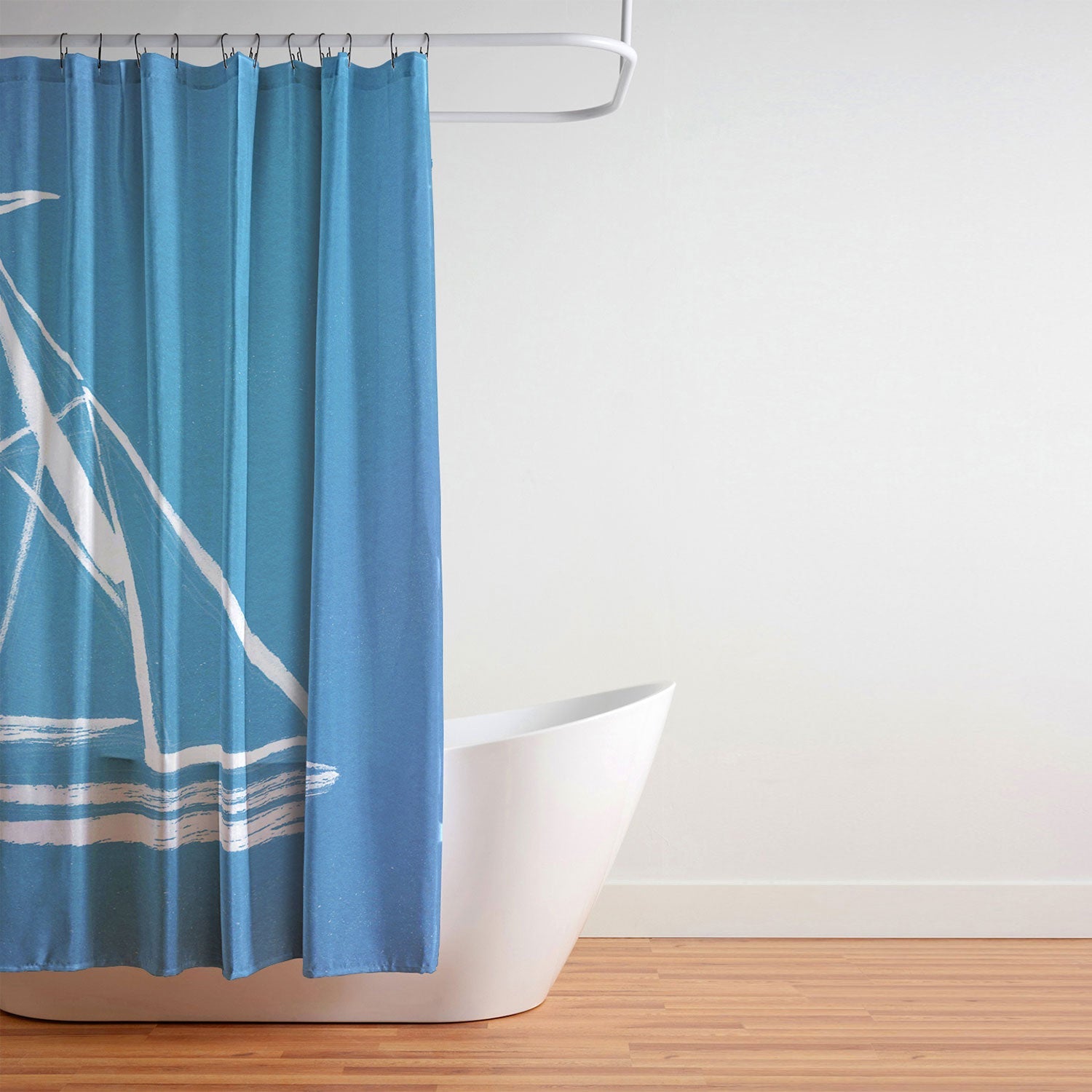Intemporalis Sailboat Drawing Blue Shower Curtain