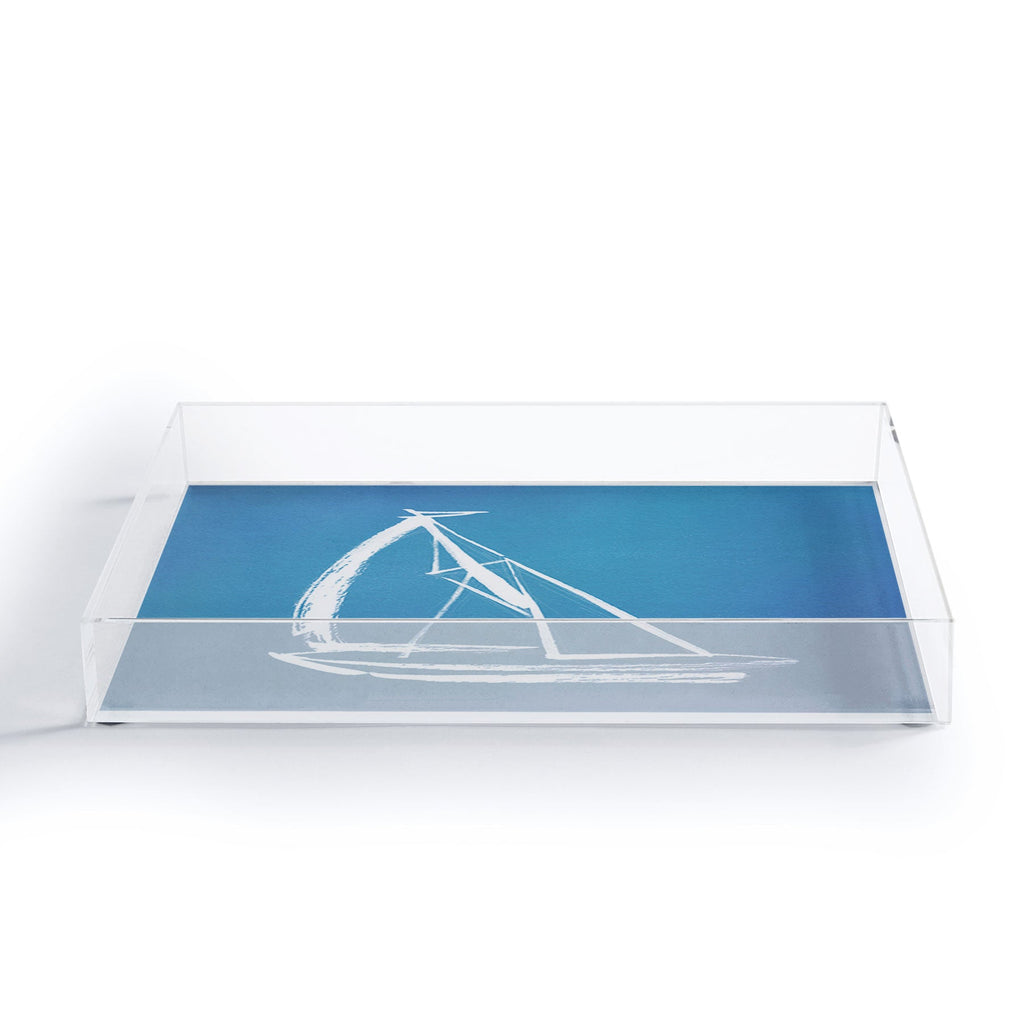 Intemporalis Sailboat Drawing Blue Acrylic Tray