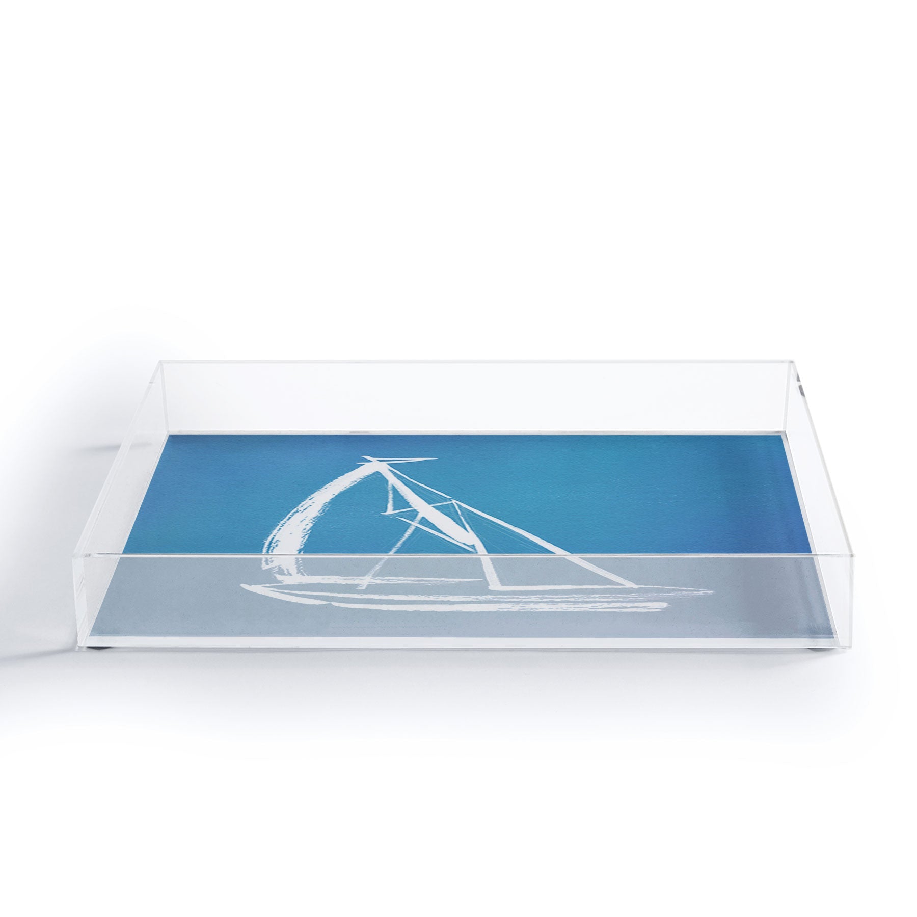 Intemporalis Sailboat Drawing Blue Acrylic Tray