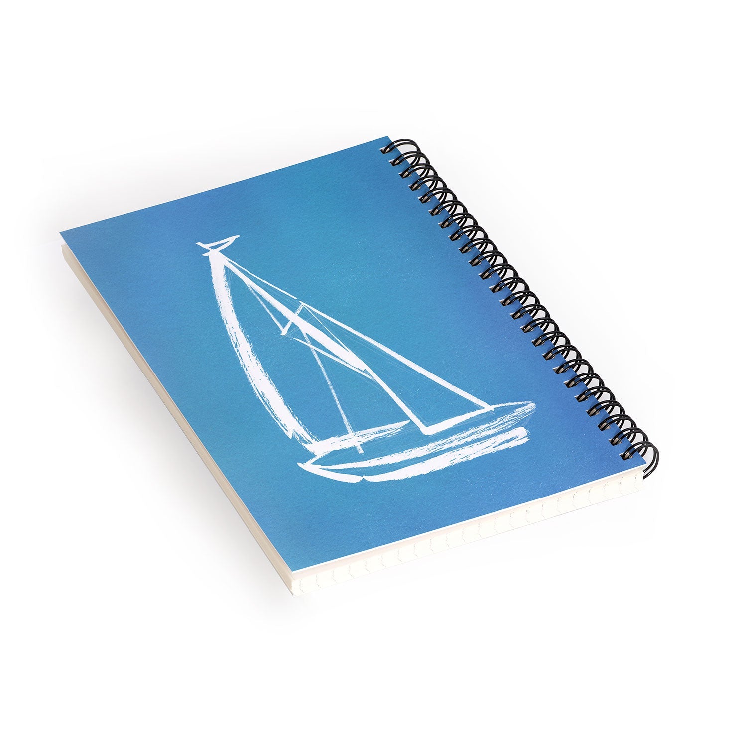 Intemporalis Sailboat Drawing Blue Spiral Notebook