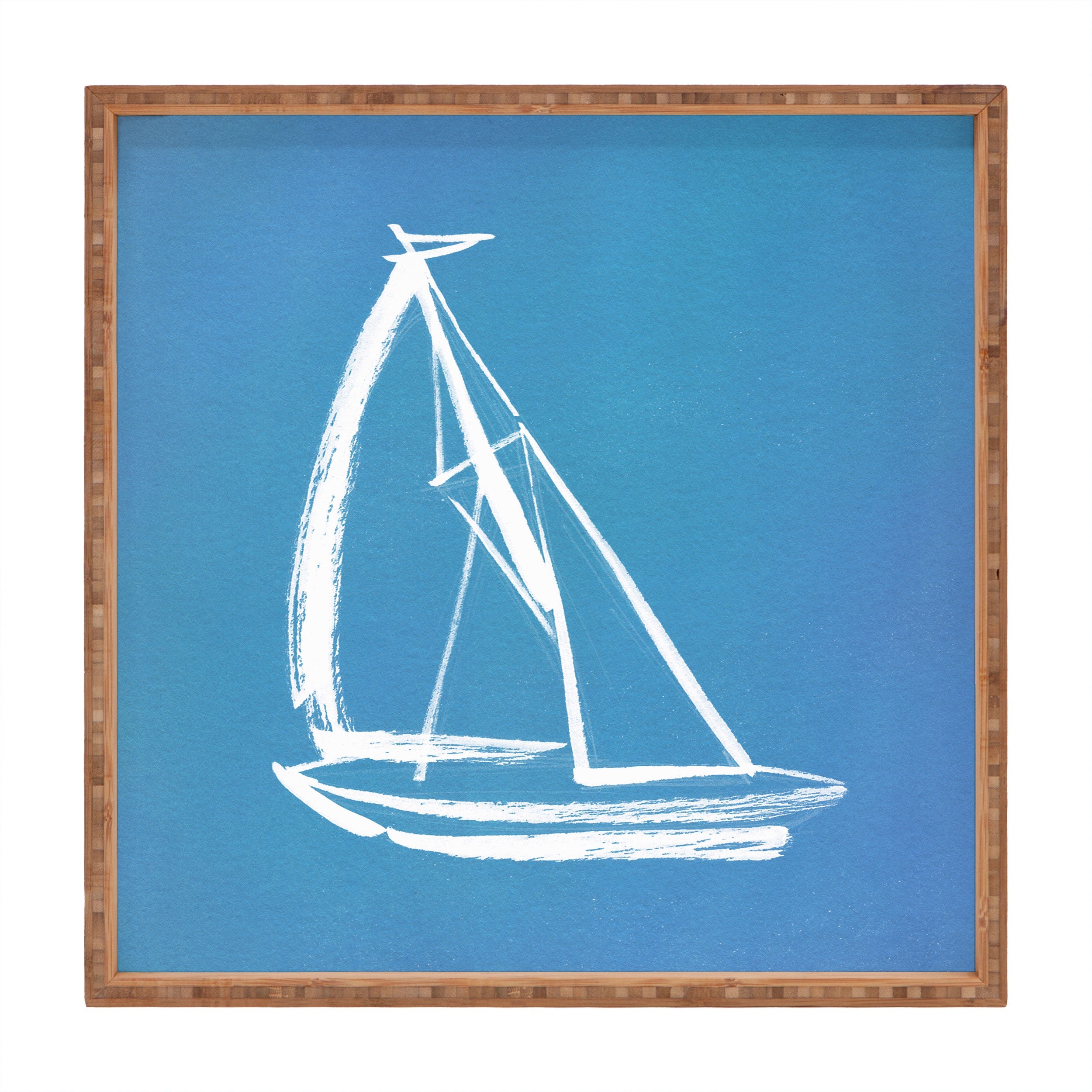Intemporalis Sailboat Drawing Blue Square Tray