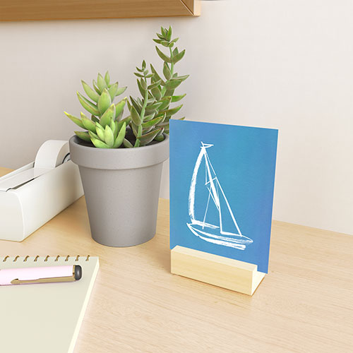 Intemporalis Sailboat Drawing Blue Mini Art Print