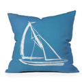 Intemporalis Sailboat Drawing Blue Throw Pillow