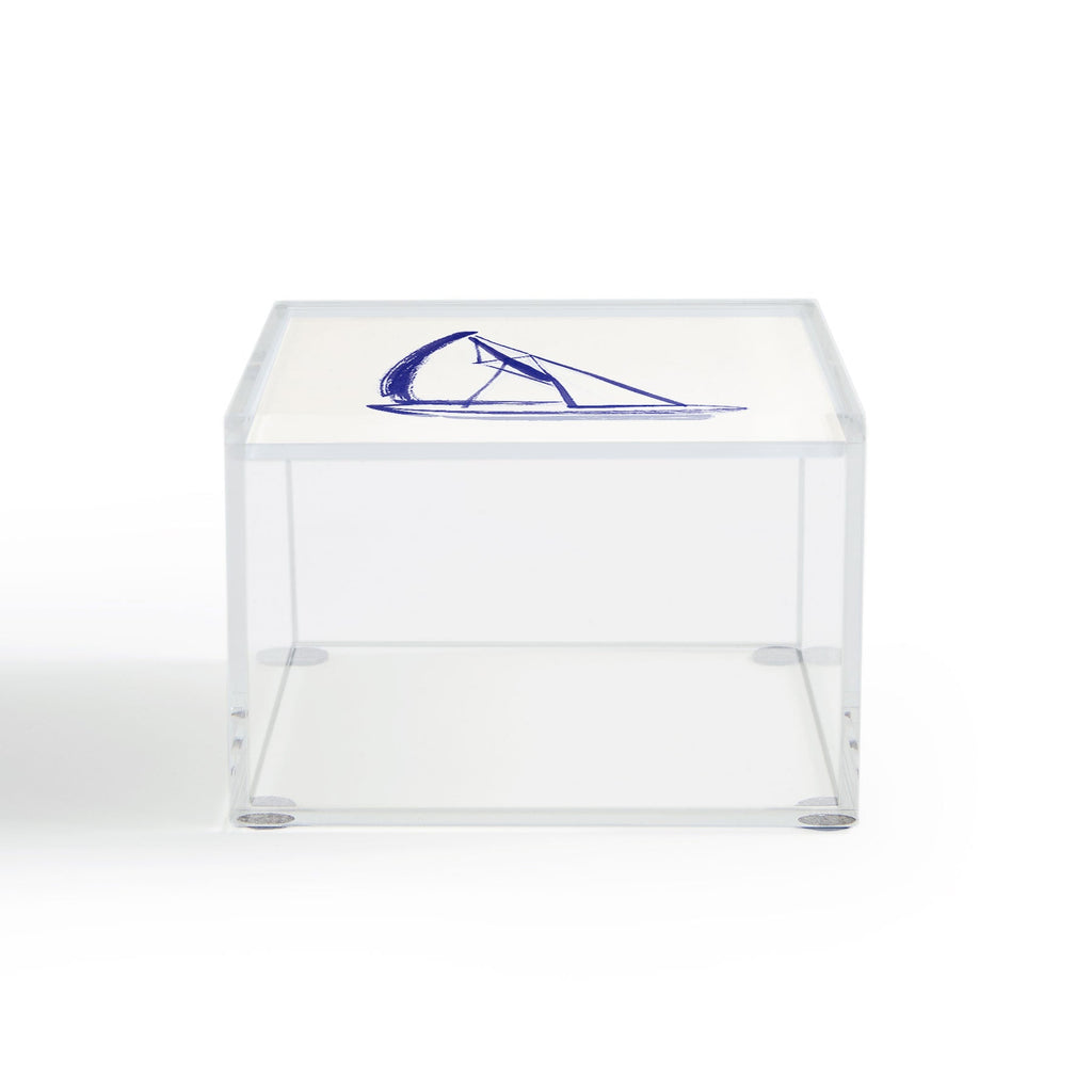 Intemporalis Sailboat Drawing Blue White Acrylic Box