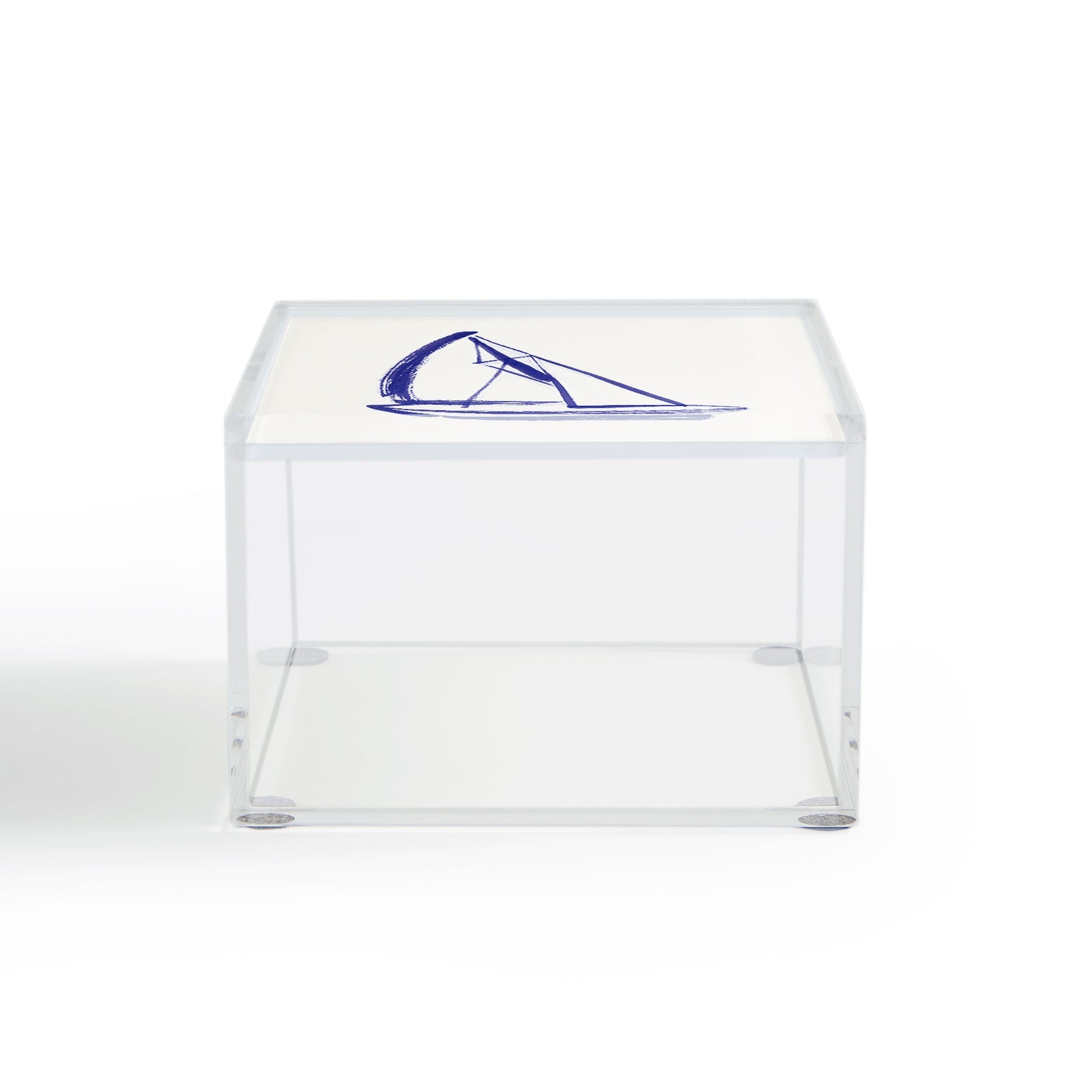 Intemporalis Sailboat Drawing Blue White Acrylic Box