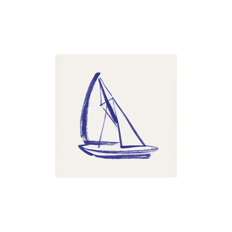 Intemporalis Sailboat Drawing Blue White Art Print