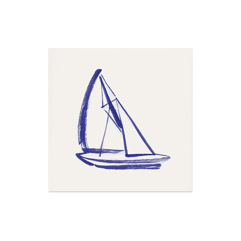 Intemporalis Sailboat Drawing Blue White Art Print