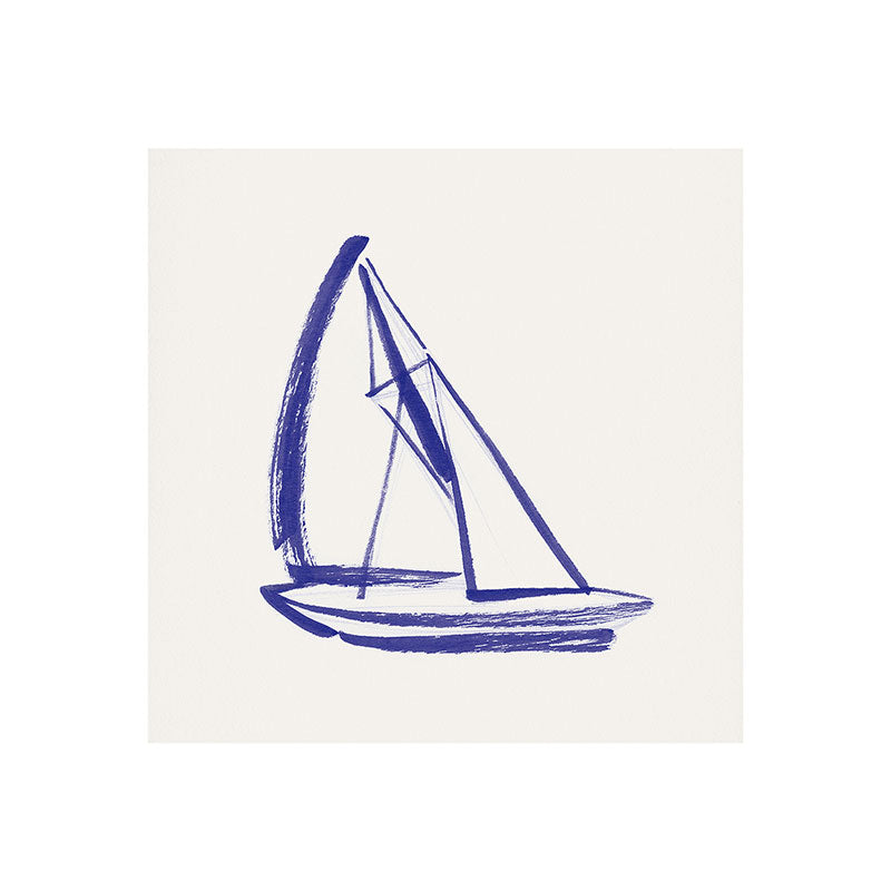 Intemporalis Sailboat Drawing Blue White Art Print