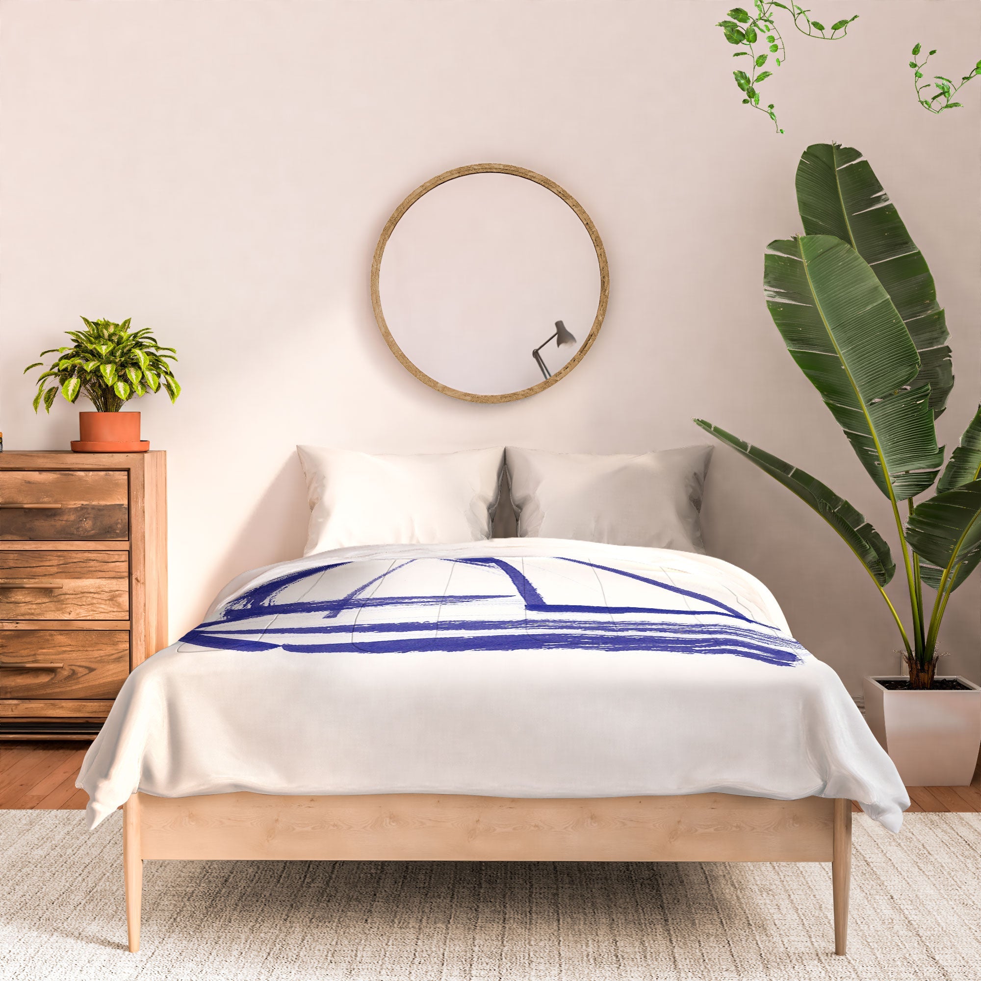 Intemporalis Sailboat Drawing Blue White Comforter