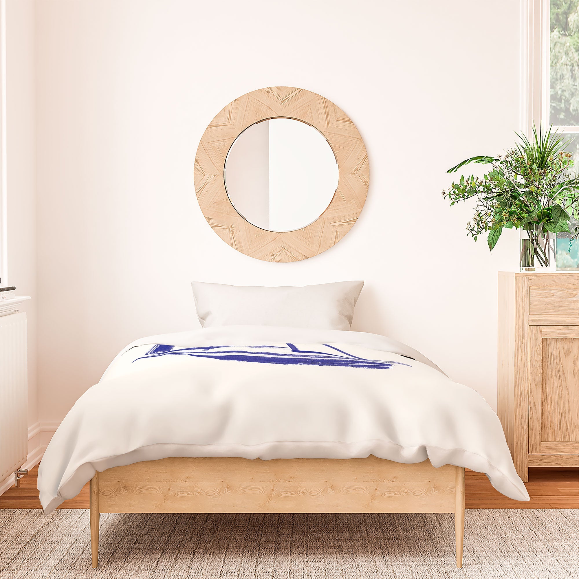 Intemporalis Sailboat Drawing Blue White Duvet Cover