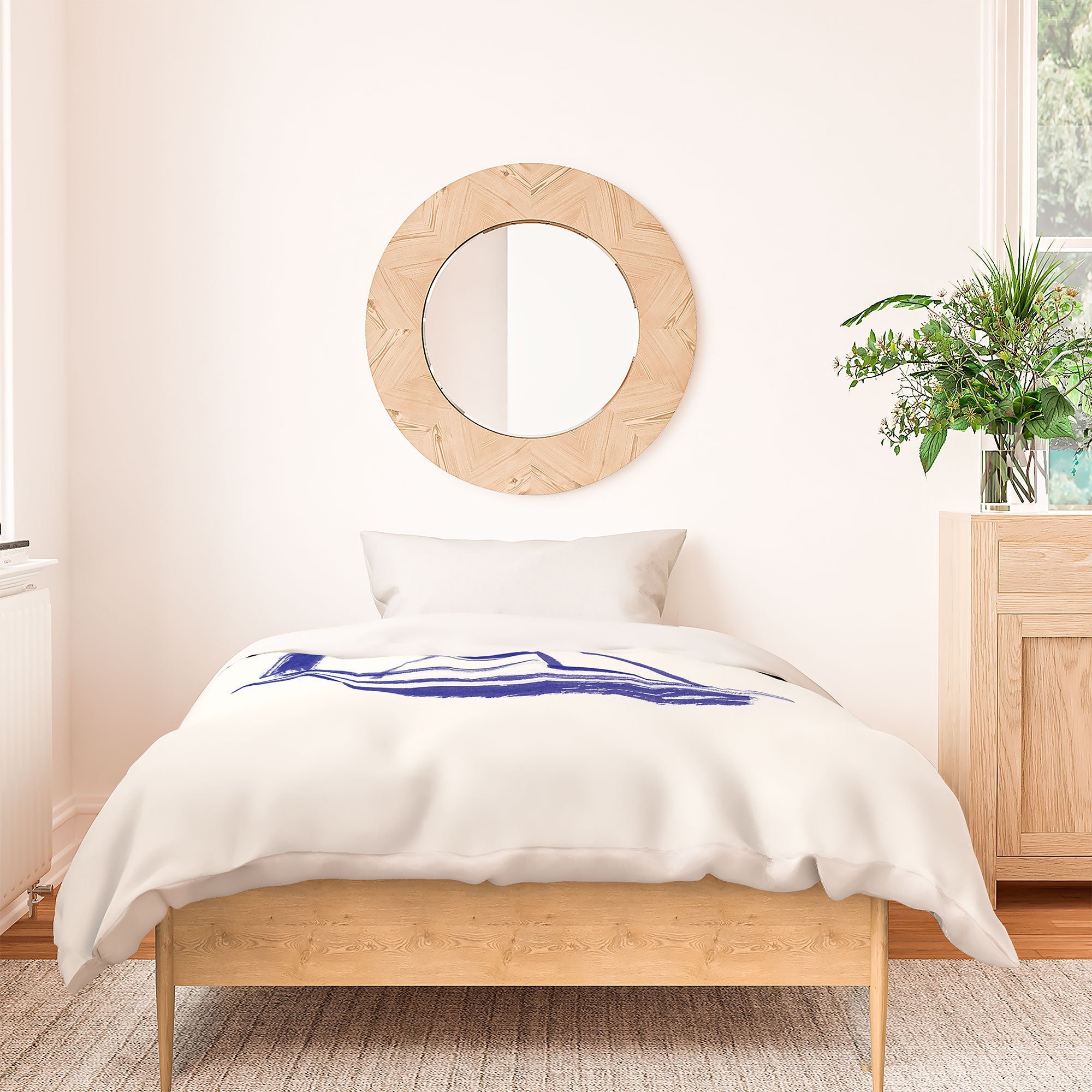 Intemporalis Sailboat Drawing Blue White Duvet Cover