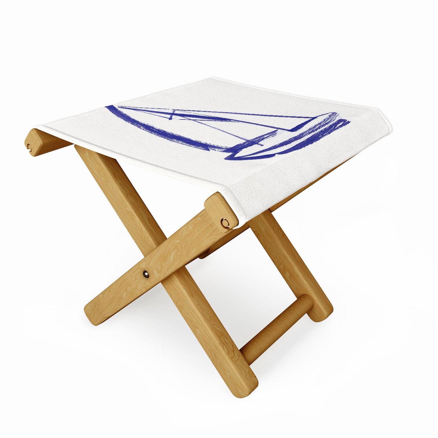 Intemporalis Sailboat Drawing Blue White Folding Stool