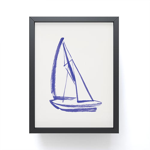 Intemporalis Sailboat Drawing Blue White Framed Mini Art Print