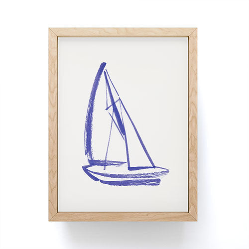 Intemporalis Sailboat Drawing Blue White Framed Mini Art Print