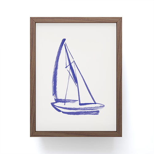Intemporalis Sailboat Drawing Blue White Framed Mini Art Print