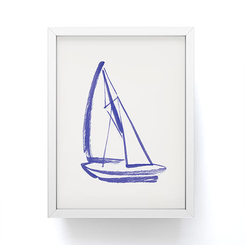 Intemporalis Sailboat Drawing Blue White Framed Mini Art Print