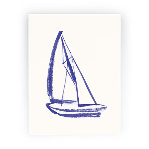 Intemporalis Sailboat Drawing Blue White Mini Art Print