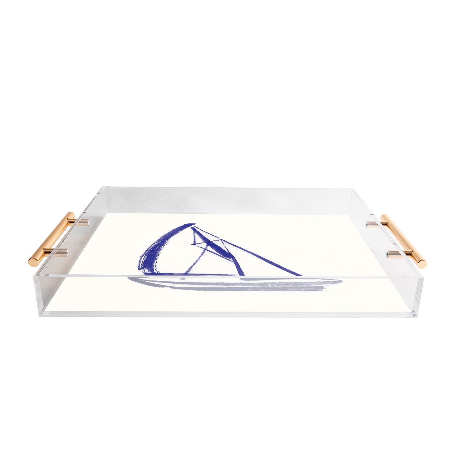 Intemporalis Sailboat Drawing Blue White Acrylic Tray