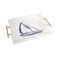 Intemporalis Sailboat Drawing Blue White Acrylic Tray