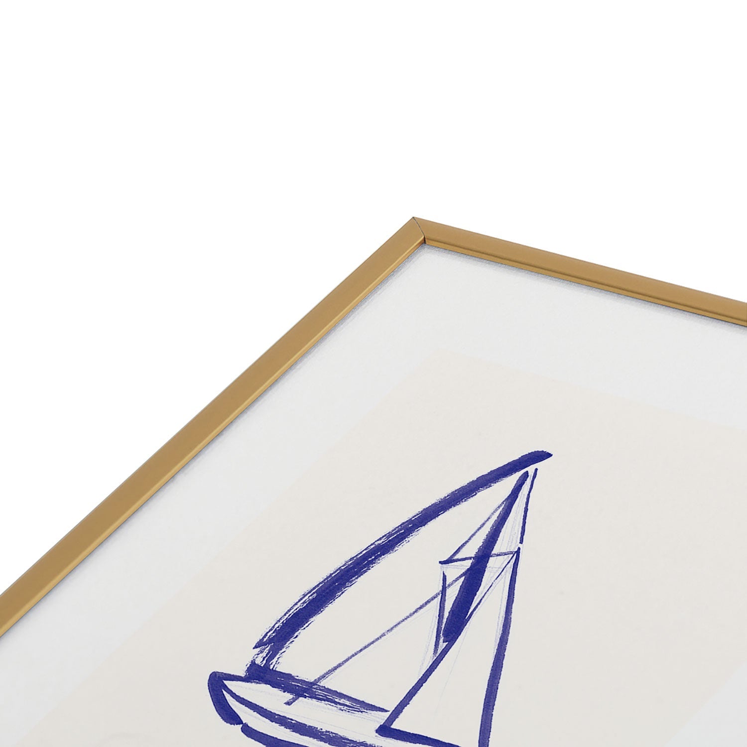 Intemporalis Sailboat Drawing Blue White Metal Framed Art Print