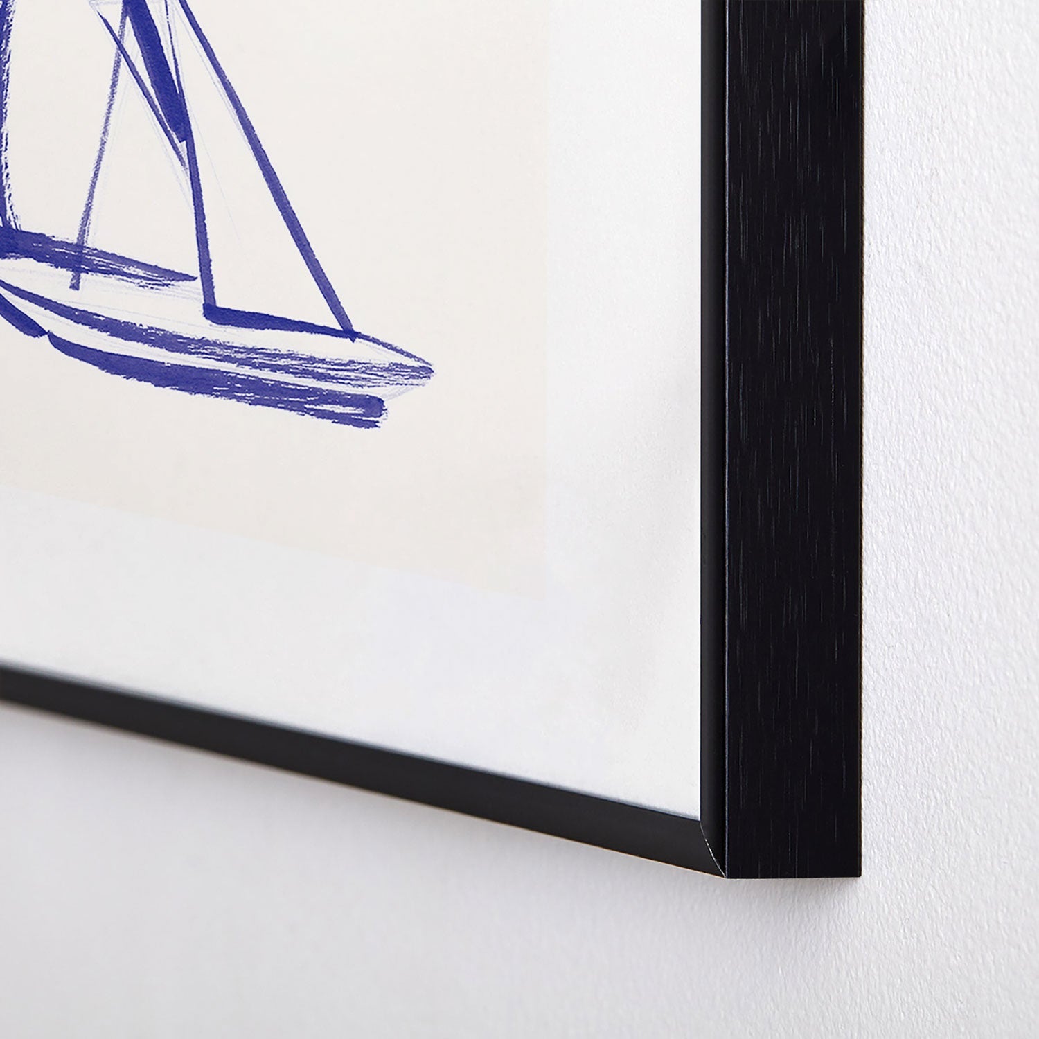 Intemporalis Sailboat Drawing Blue White Metal Framed Art Print