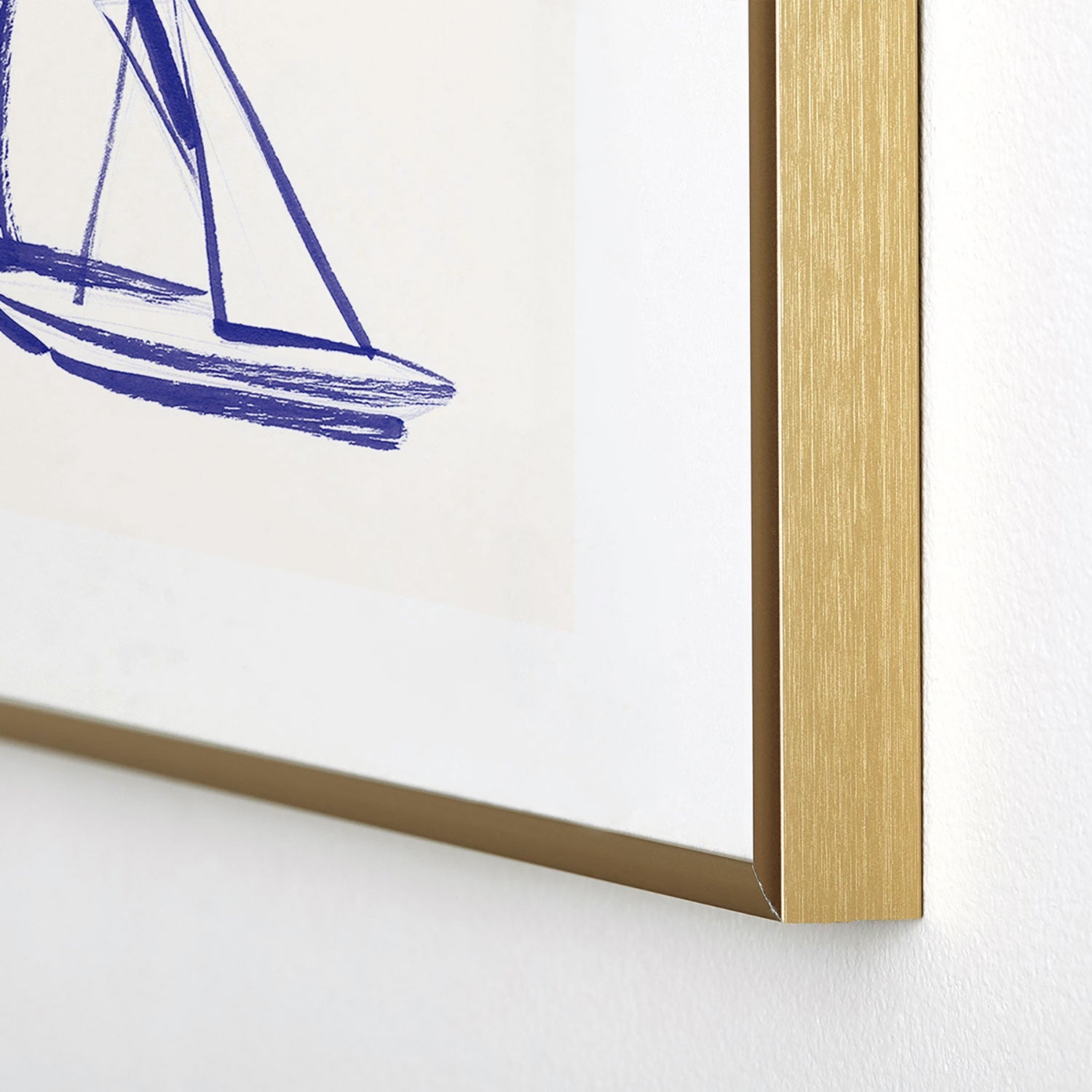 Intemporalis Sailboat Drawing Blue White Metal Framed Art Print