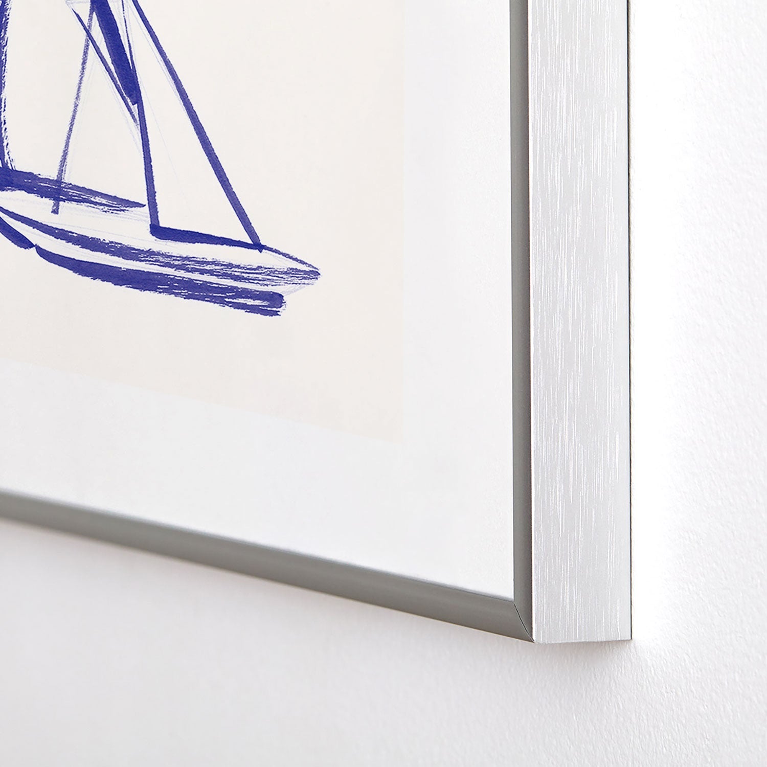 Intemporalis Sailboat Drawing Blue White Metal Framed Art Print