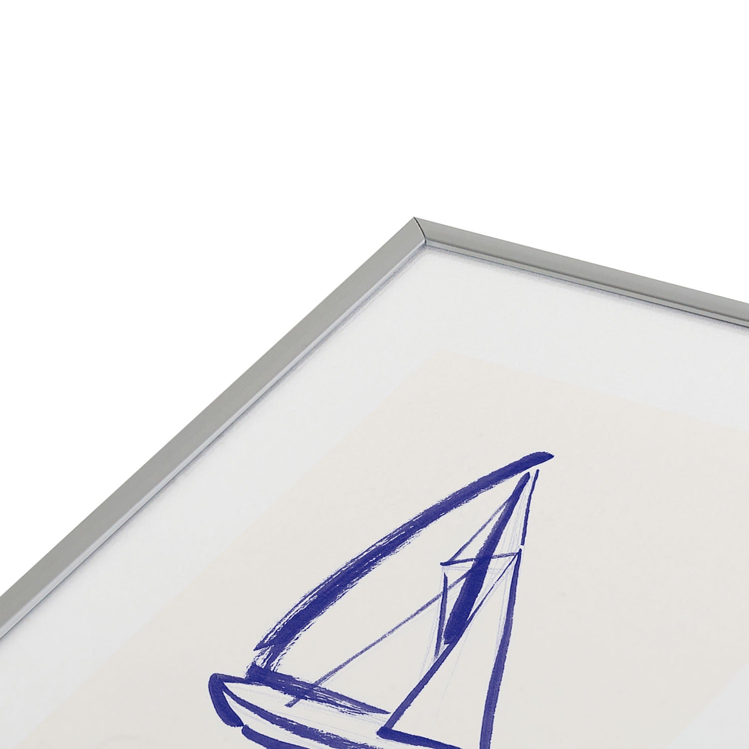 Intemporalis Sailboat Drawing Blue White Metal Framed Art Print